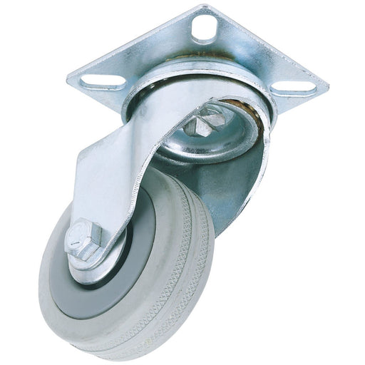 Draper Swivel Plate Fixing Rubber Castor, 50mm Diameter, S.W.L. 50kg 65468 Draper - Dynamic Drive