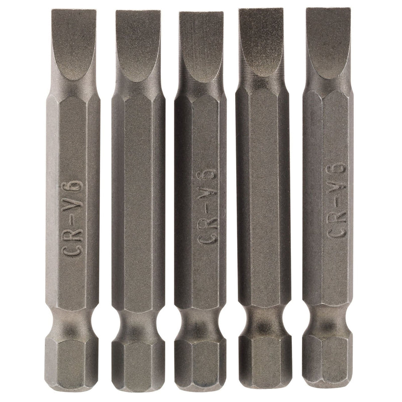 Draper Plain Slot Insert Bit, 6mm, 1/4" Hex, 50mm Long (Pack of 5) 64273 Draper - Dynamic Drive