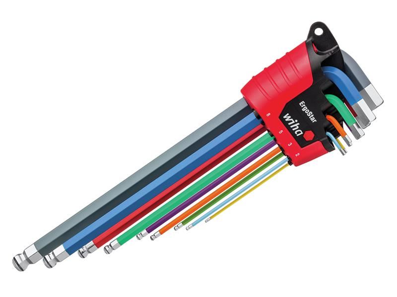 Wiha ErgoStar MagicRing® Colour Hex Ball End L-key Set, 9 Piece Wiha - Dynamic Drive