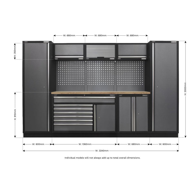 Sealey Superline Pro 3.24m Storage System Pressed Wood Worktop APMSSTACK13W Sealey - Dynamic Drive
