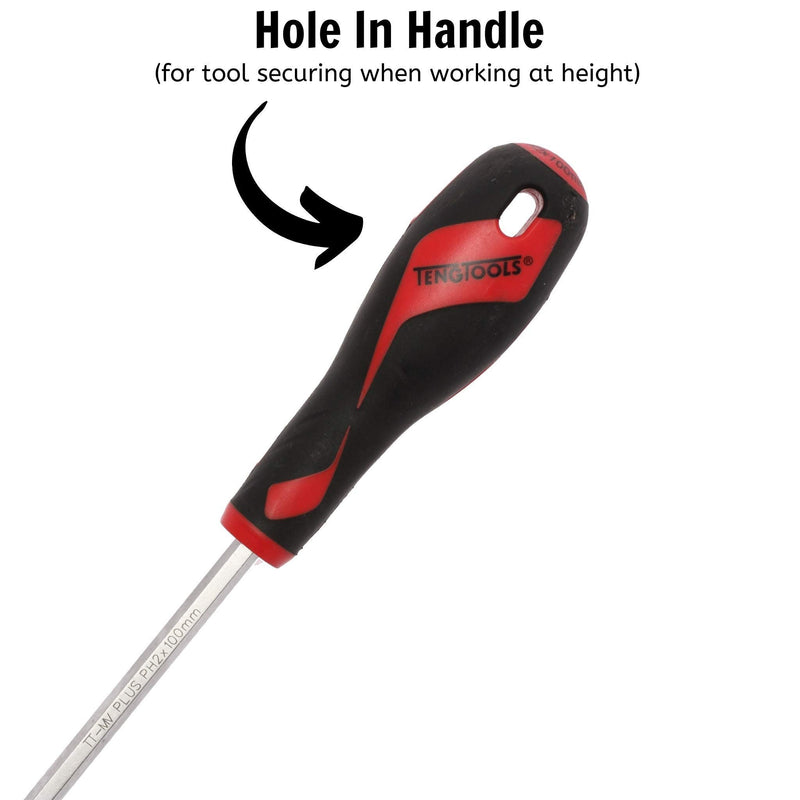 Teng Tools PH Screwdriver PH2 x 100mm L Hex Shaft Teng Tools - Dynamic Drive