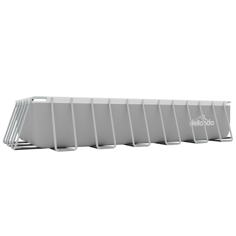 Dellonda Steel Frame Rectangular Swimming Pool - Step Ladder & Filter Pump 25ft Dellonda - Dynamic Drive