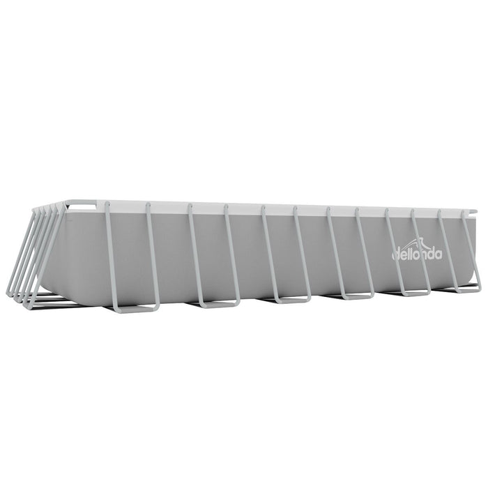 Dellonda Steel Frame Rectangular Swimming Pool - Step Ladder & Filter Pump 25ft Dellonda - Dynamic Drive