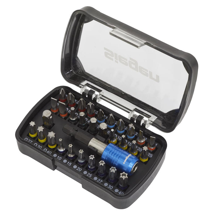 Siegen S01035 32pc Colour Coded Power Tool Bit Set Pozi Phillips Slotted Hex Siegen  - Dynamic Drive