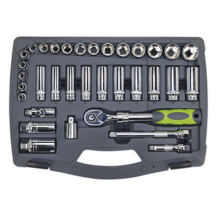 Sealey Socket Set 34pc 3/8"Sq Drive 6pt WallDrive® Metric Sealey  - Dynamic Drive