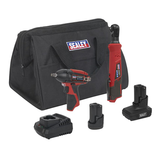 Sealey 2 x SV12 Series Cordless Power Tool Combo Kit 12V - 2 Batteries Sealey - Dynamic Drive