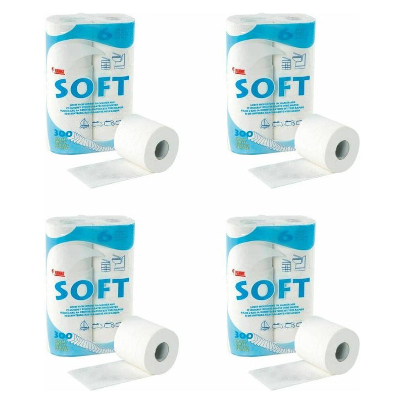 4 x Fiamma Toilet Roll Paper 6 Pack Chemical Loo Tissue Potti Camping Caravan Fiamma  - Dynamic Drive