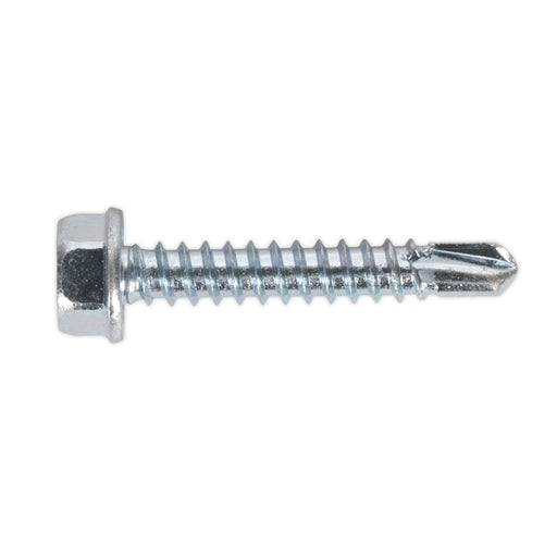 Sealey Self Drilling Screw 4.2 x 25mm Hex Head Zinc Pack of 100 SDHX4225 Sealey - Dynamic Drive