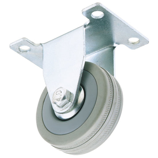 Draper Fixed Plate Fixing Rubber Castor, 50mm Diameter, S.W.L. 50kg 65472 Draper - Dynamic Drive