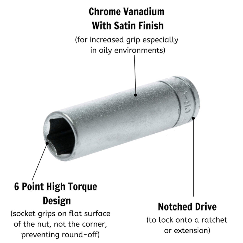 Teng Tools 1/4" Deep Socket 6 pt AF 7/32" Teng Tools - Dynamic Drive