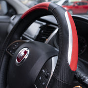 Simply Luxury Steering Wheel Cover Black Red & Chrome 15" Universal Protector Simple  - Dynamic Drive