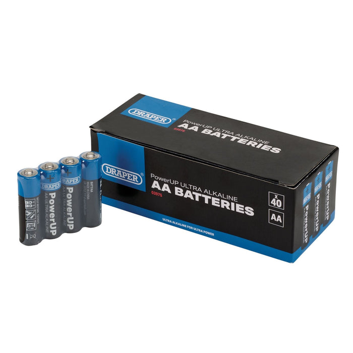 Draper PowerUP Ultra Alkaline AA Batteries (Pack of 40) 03975 Draper - Dynamic Drive