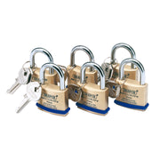 Draper Solid Brass Padlocks with Hardened Steel Shackle, 40mm (Pack of 6) 67659 Draper - Dynamic Drive