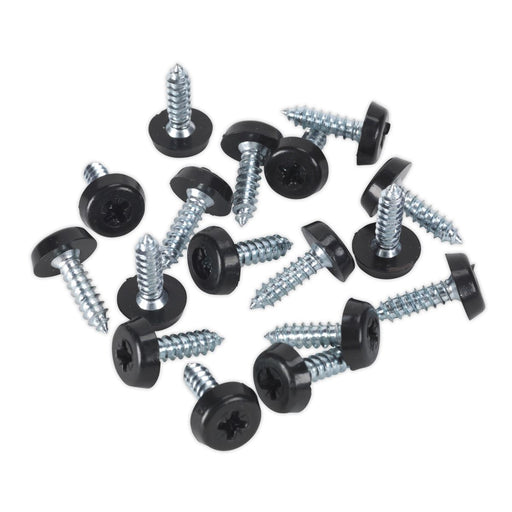 Sealey Numberplate Screw Plastic Enclosed Head 4.8 x 18mm Black Pack of 50 PTNP3 Sealey - Dynamic Drive