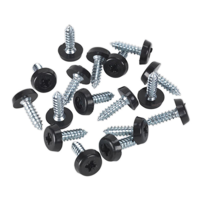 Sealey Numberplate Screw Plastic Enclosed Head 4.8 x 18mm Black Pack of 50 PTNP3 Sealey - Dynamic Drive