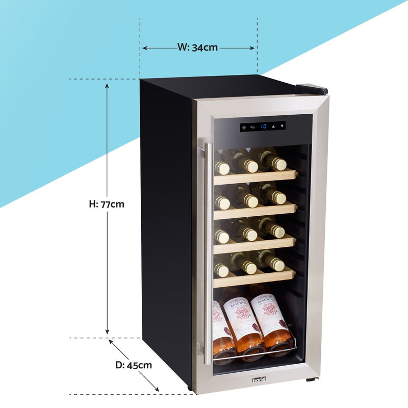 Baridi 18 Bottle Wine Fridge & Cooler - Stainless Steel DH29 Baridi - Dynamic Drive