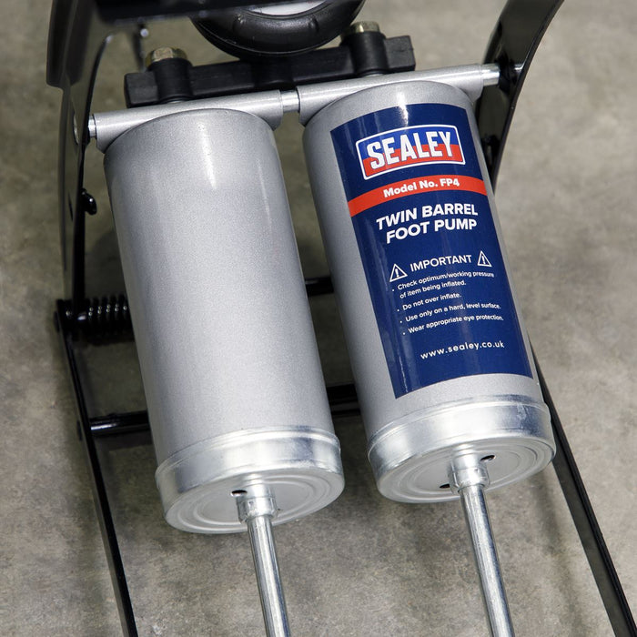 Sealey Foot Pump Twin Barrel FP4 Sealey - Dynamic Drive