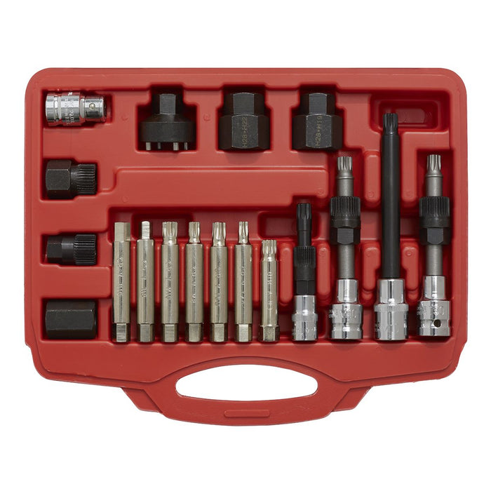 Sealey Alternator Freewheel Pulley Removal Set 18pc SX402 Sealey - Dynamic Drive