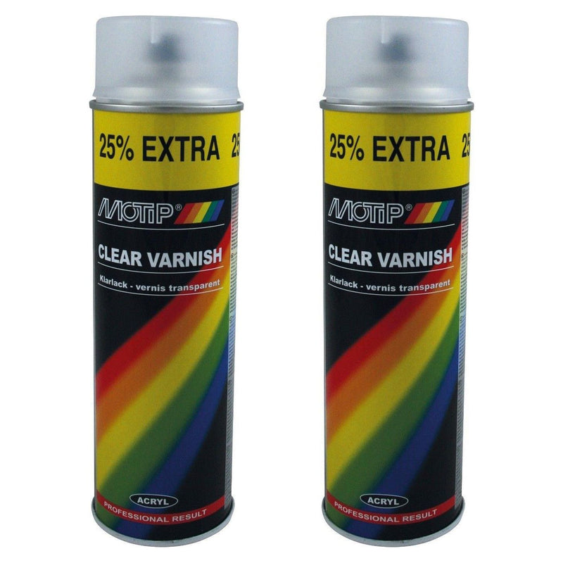2 x Motip Matt Finish Clear Lacquer Varnish Acrylic Spray Paint Aerosol 500ml Motip  - Dynamic Drive