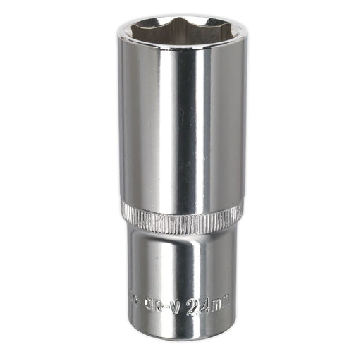 Sealey WallDrive Socket 24mm Deep 1/2"Sq Drive Fully Polished SP1224D Sealey - Dynamic Drive