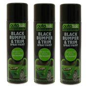 3x Autotek Professional Black Bumper and Trim 500ml Spray Paint High Coverage Autotek - Dynamic Drive