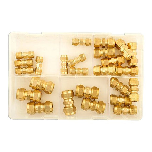 Connect Assorted Metric Brass Tube Couplings 25pc 31879 Tool Connection - Dynamic Drive