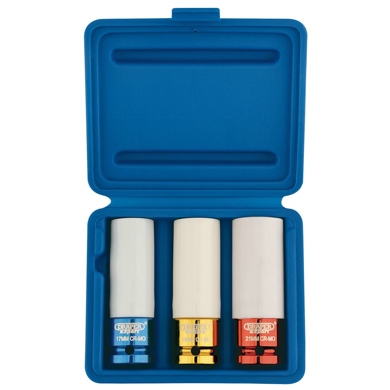 Draper HI-TORQ Wheel Nut Sockets for Alloy Wheels, 1/2" Sq. Dr. (3 Piece) Draper - Dynamic Drive