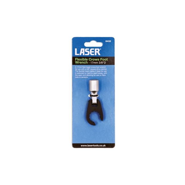 Laser Flexible Crows Foot Wrench 17mm 3/8"D 8432 Laser - Dynamic Drive