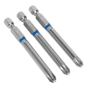 Sealey Power Tool Bit Pozi #3 Colour-Coded S2 75mm Pack of 3 Sealey - Dynamic Drive