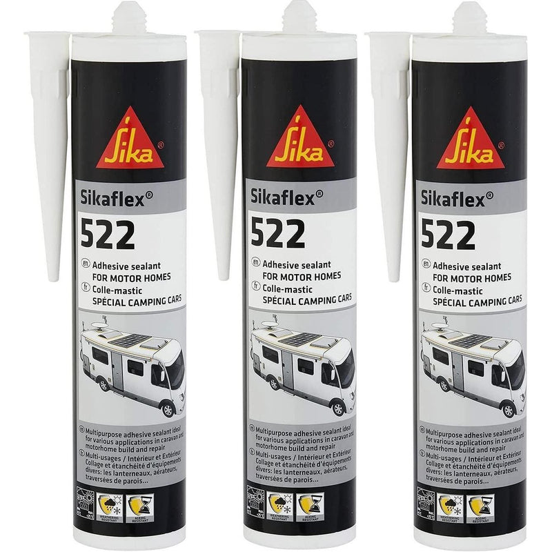 3x Sika Sikaflex 522 512 Caravan Sealer Sealant WHITE Bonding 310ml Motorhome Sika  - Dynamic Drive