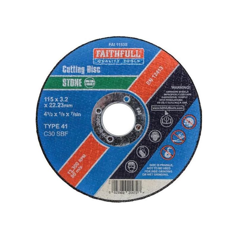Faithfull Stone Cut Off Disc 115 x 3.2 x 22.23mm Faithfull - Dynamic Drive