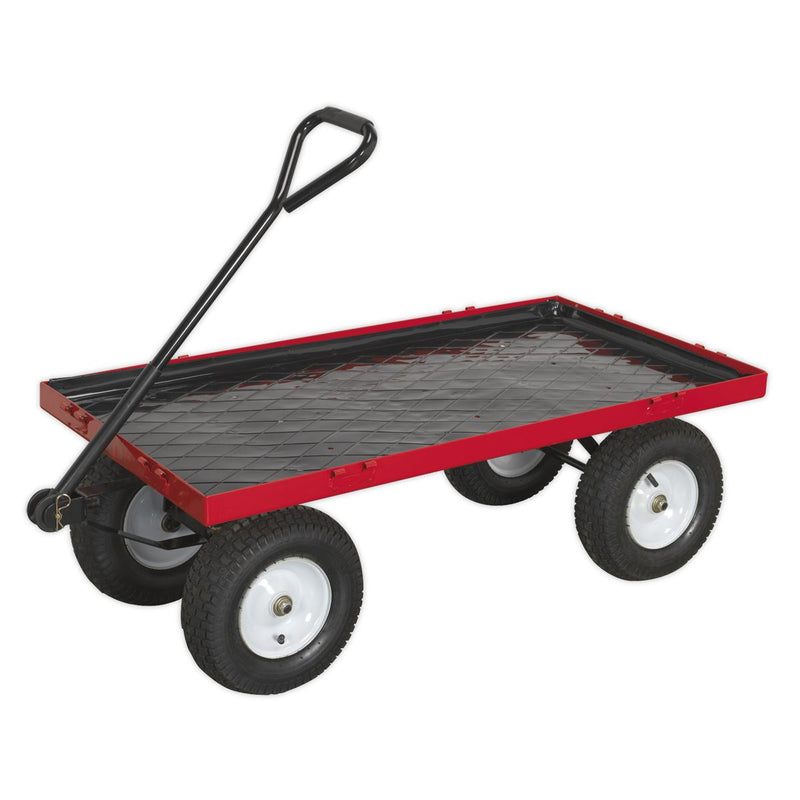 Sealey Platform Truck with Sides Pneumatic Tyres 450kg Capacity CST806 Sealey - Dynamic Drive
