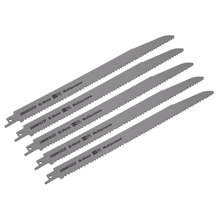 Sealey Reciprocating Saw Blade Multipurpose 300mm 5-8tpi Pack of 5 SRBRB1222F Sealey - Dynamic Drive