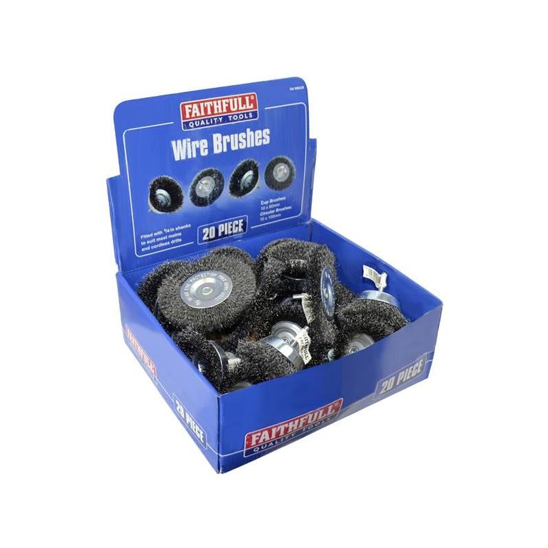 Faithfull Wire Brush Assortment 20 Piece Faithfull - Dynamic Drive