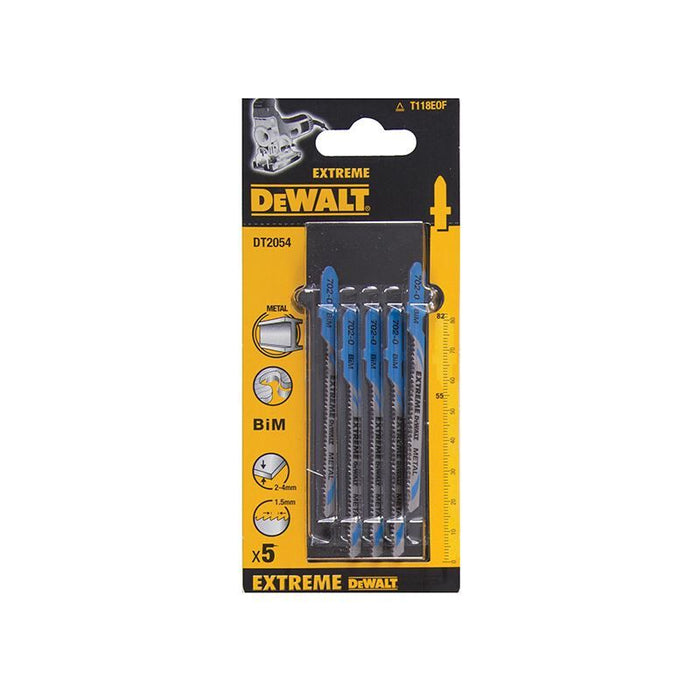 Dewalt Power Tools HSS Metal Cutting Jigsaw Blades Pack of 5 T118EOF DeWALT Power Tools - Dynamic Drive