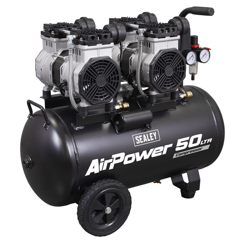 Sealey 50L Low Noise Oil Free Direct Drive Air Compressor 2 x 2hp SAC5001S Sealey - Dynamic Drive