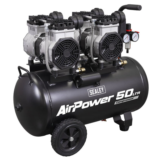 Sealey 50L Low Noise Oil Free Direct Drive Air Compressor 2 x 2hp SAC5001S Sealey - Dynamic Drive