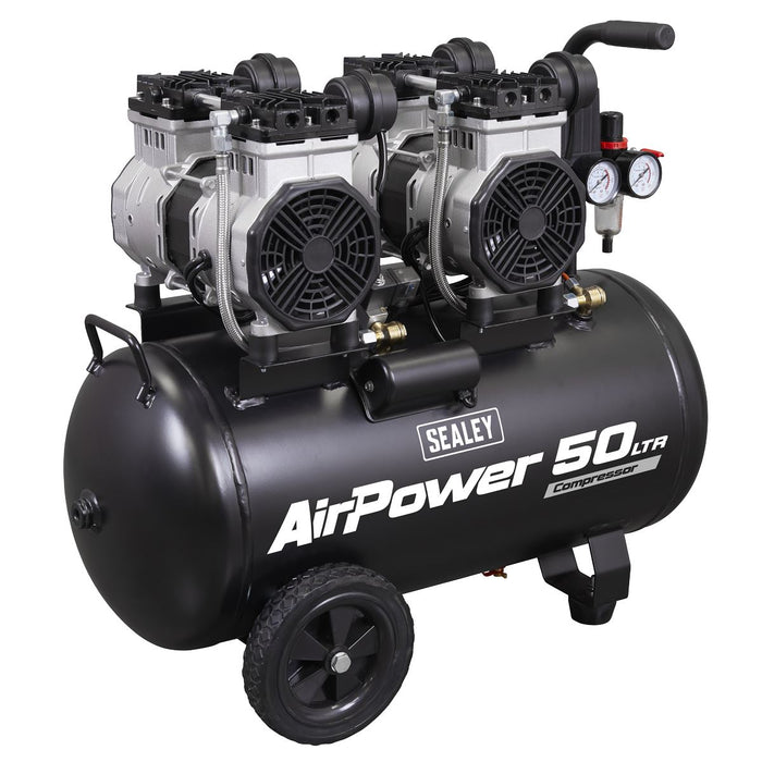 Sealey 50L Low Noise Oil Free Direct Drive Air Compressor 2 x 2hp SAC5001S Sealey - Dynamic Drive