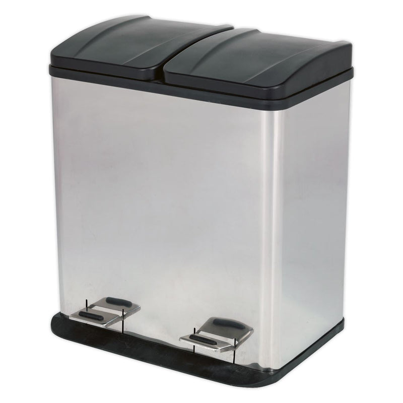 Sealey Pedal Bin Recycling 40L Stainless Steel BM73 Sealey - Dynamic Drive