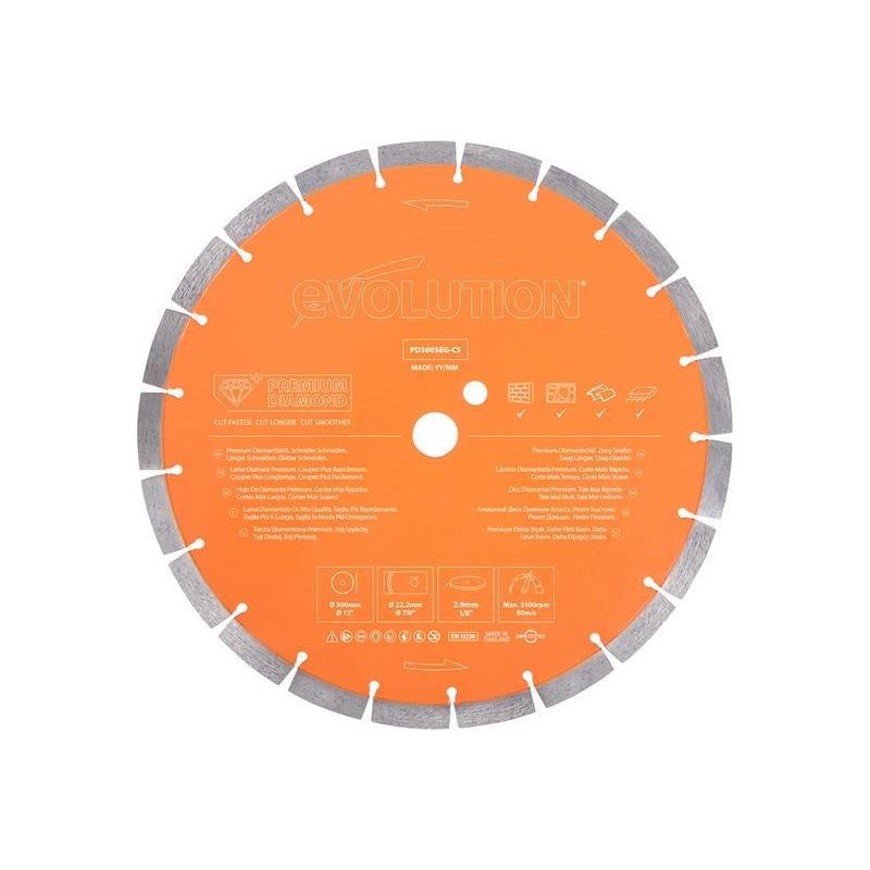 Evolution Premium Diamond Disc Cutter Blade 300 x 22.2mm Evolution - Dynamic Drive