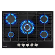 Baridi Gas Hob with 5 Cooking Zones 70cm - Black DH228 Baridi - Dynamic Drive
