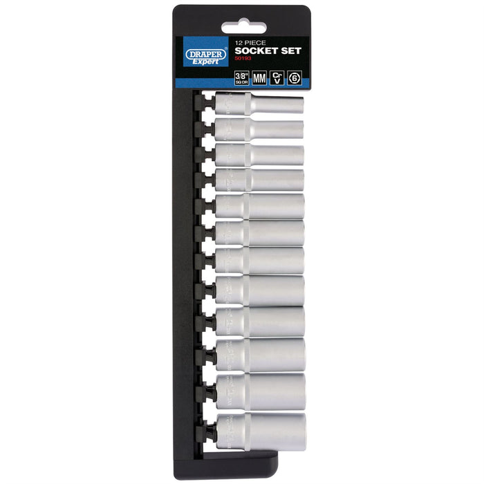 Draper Metric Deep Socket Set, 3/8" Sq. Dr. (12 Piece) 50193 Draper - Dynamic Drive