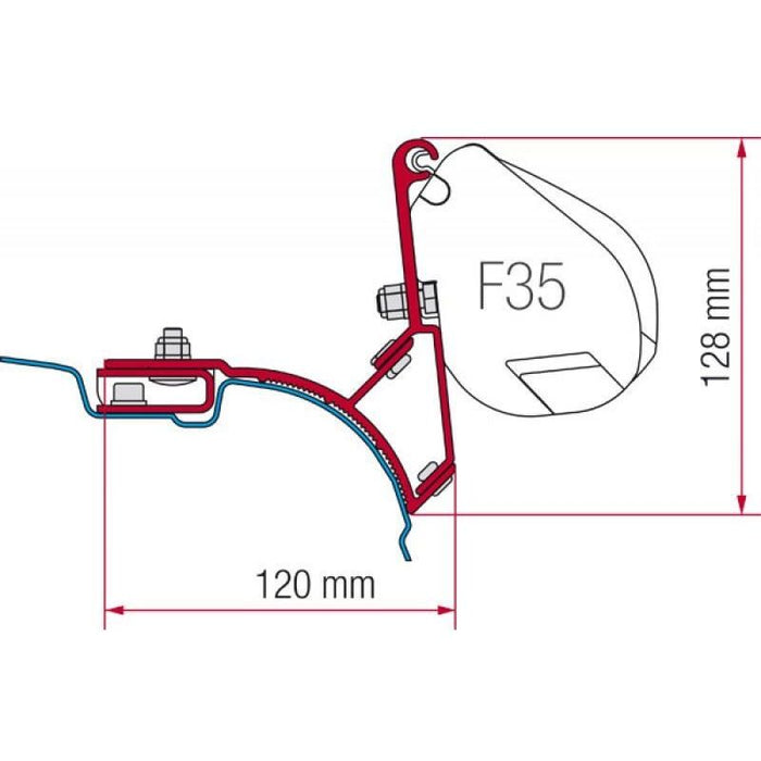 Fiamma Kit fits VW T5 Multi Van Transporter UK 98655Z005 F35 Pro Awning Brackets Fiamma - Dynamic Drive