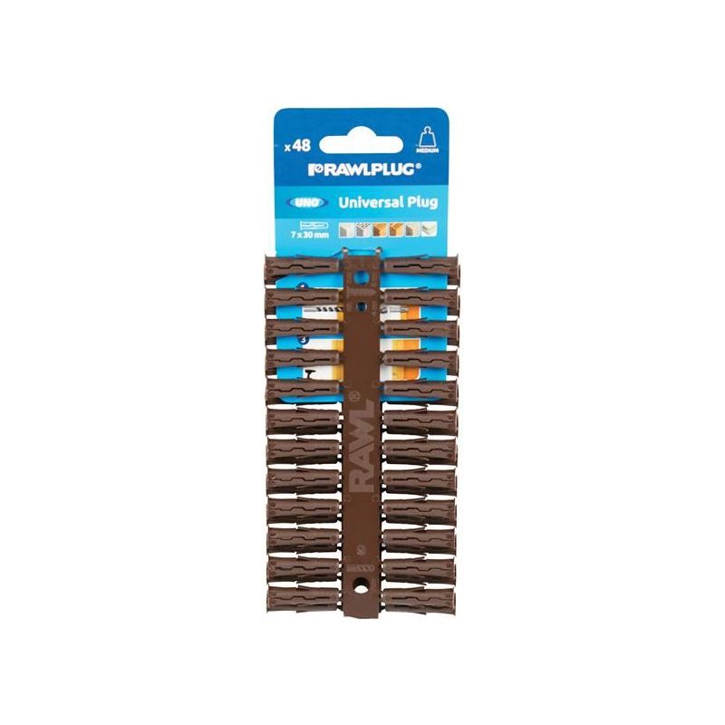 Rawlplug Brown UNO® Plugs 7 x 30mm (Card 48) Rawlplug - Dynamic Drive