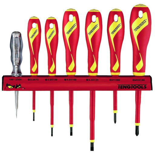 Teng Tools Insulated Screwdriver Set Flat & PH Wall Rack 7 Pieces Teng Tools - Dynamic Drive