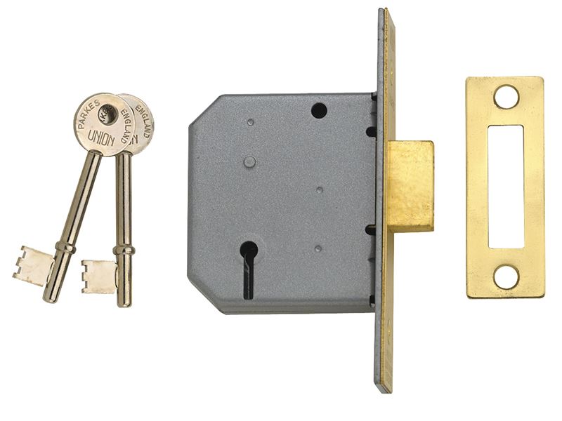 Union 2177 3 Lever Mortice Deadlock Satin Chrome 65mm 2.5in Box UNION - Dynamic Drive