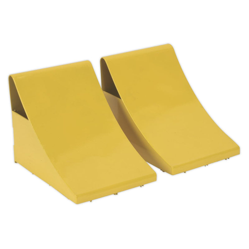 Sealey Heavy-Duty Steel Wheel Chocks 4kg Pair WC05 Sealey - Dynamic Drive