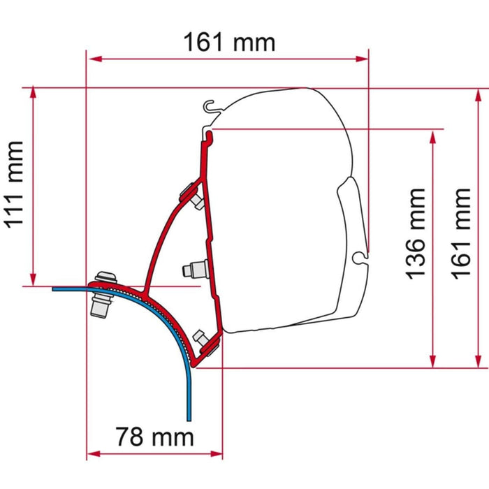 Fiamma F45 Bracket for VW T5/T6 Transporter Lift Roof RHD - Deep Black Fiamma - Dynamic Drive