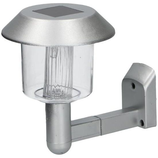6 x Solar Powered LED Outdoor Garden Fence Wall Chrome Lantern Light Lamp Grundig  - Dynamic Drive
