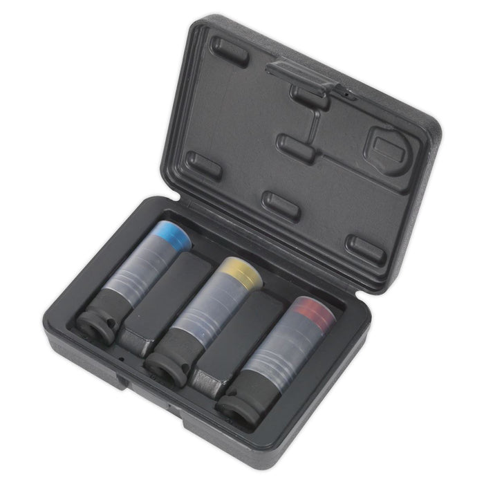 Sealey Alloy Wheel Ultra-Power Impact Socket Set 3pc 1/2"Sq Drive SX039 Sealey - Dynamic Drive